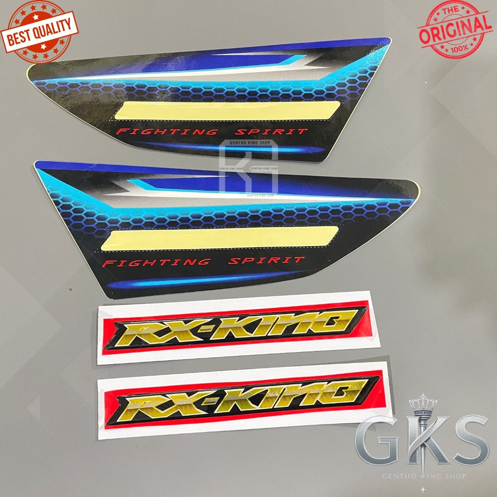 STRIPING COVER AKI /BOX AKI RX KING 2007 BIRU SET EMBLEM ORIGINAL TANPA KEMASAN