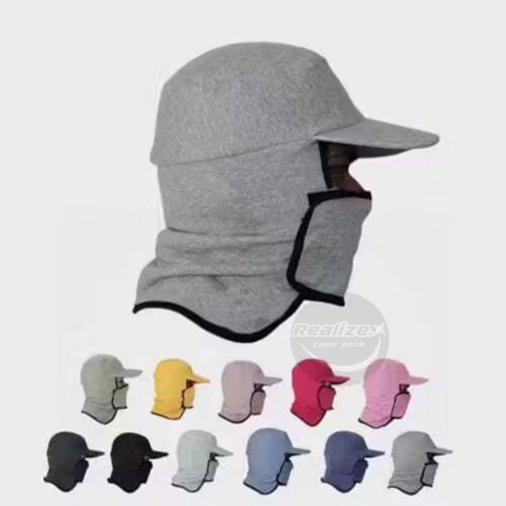Topi Jepang Anti Panas Topi masker - Topi Mancing, Kerja Proyek, dan Gunung Premium