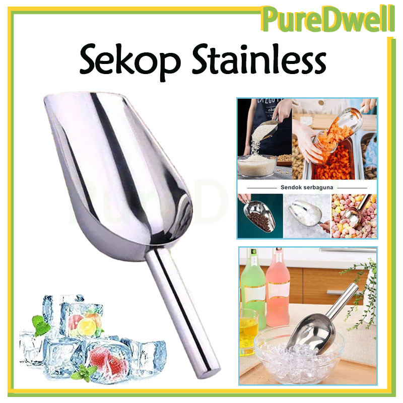 sendok es batu steinless/sendok skop es batu stainless tebal / sendok sekop es batu stainless 9 inch