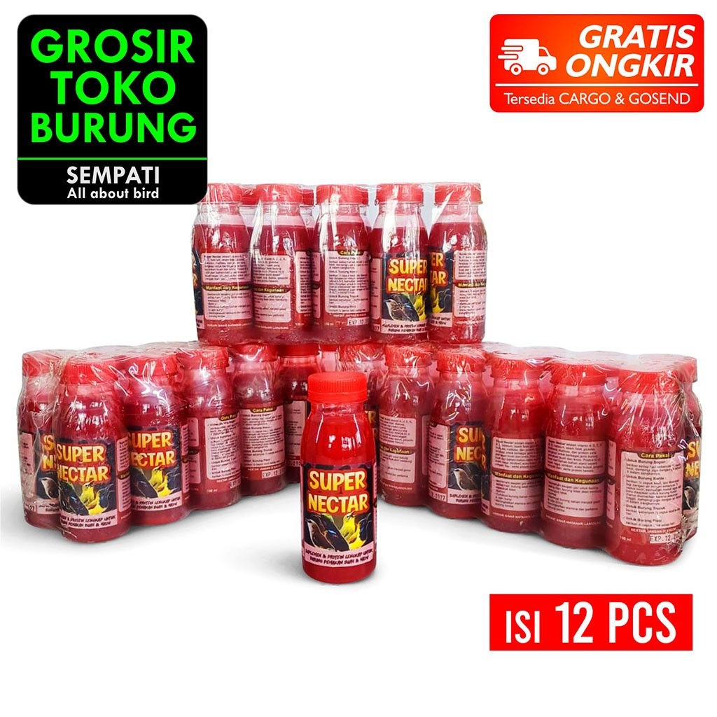 mimilove SEMPATI GROSIR Super Nectar Nektar 150ml Isi 12 Pcs Vitamin Suplemen Protein Burung Sogon K