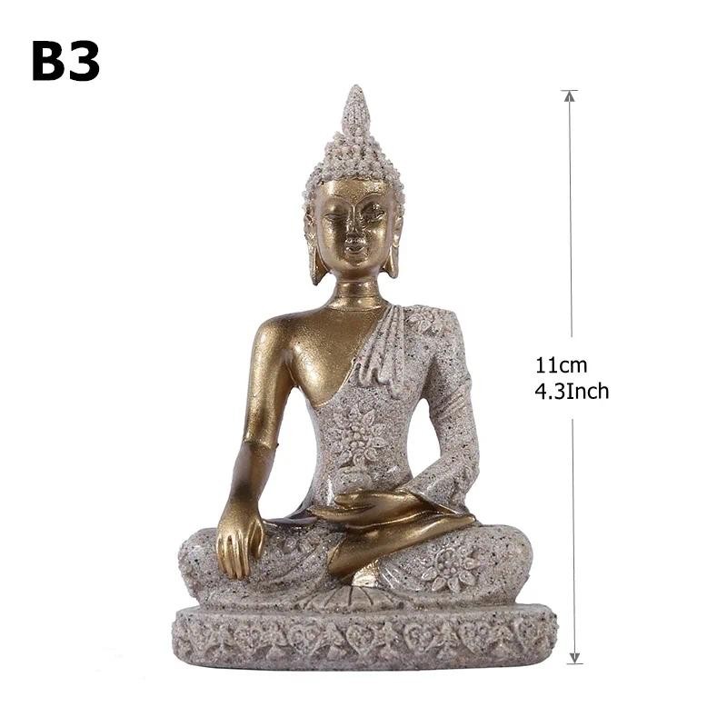 Miniature Buddha Statue with Nature Sandstone, Thailand Buddha Sculpture, Hindu Figurine, Home Decor