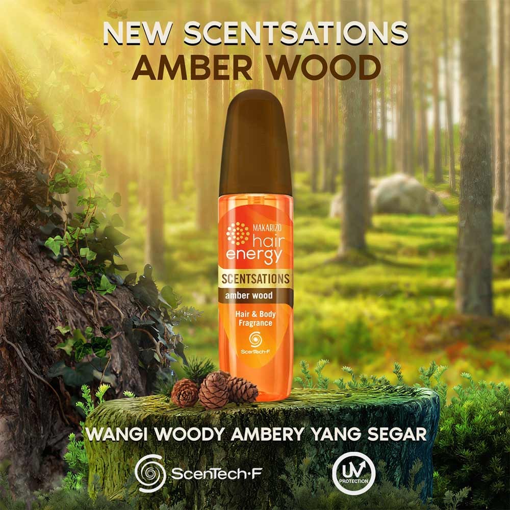 MAKARIZO HAIR ENERGY SCENTSATIONS AMBER WOOD 100mL