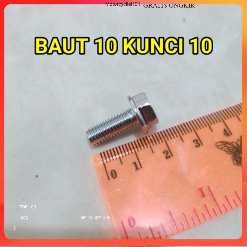1pc BAUT 10 KUNCI 10 ORIGINAL PANJANG 1,5CM new Hd1