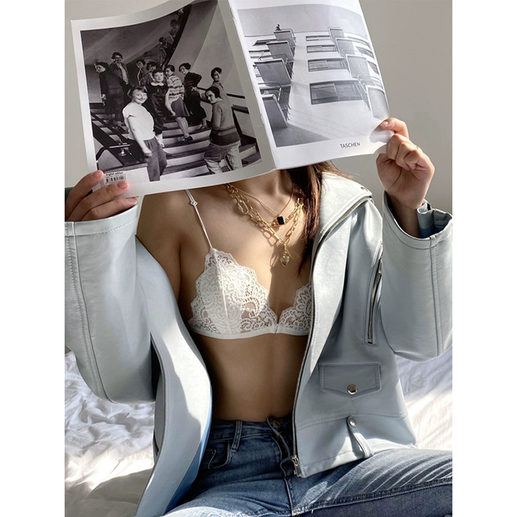 Bra Segitiga Prancis Nirkabel, Ultra-tipis untuk Dada Kecil di Musim Panas