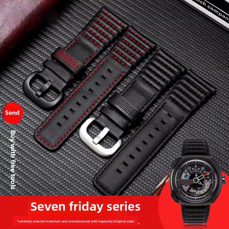 28mm For Seven Friday High qualityGenuine Leather Wat Strap M2/Q201/02/03 P1 Cowhide Watband Wristba