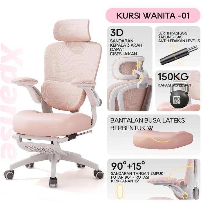 Xpanse Pink Sugar Kursi Ergonomis Kursi Kerja Kursi Kanto Office Chair Kursi Kantor Kursi Komputer -