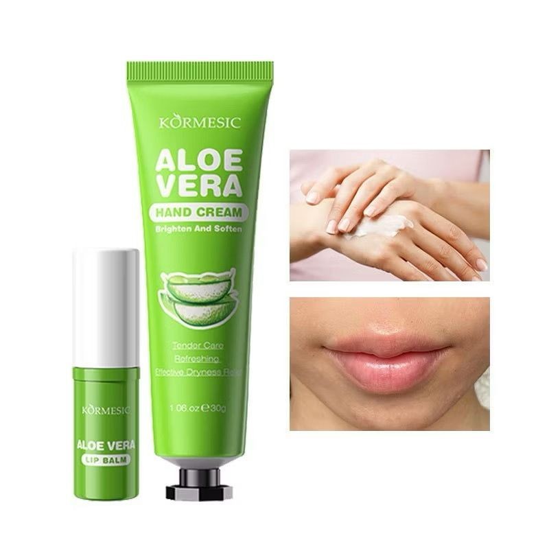 (BPOM) Kormesic Aloe Vera Lip Balm & Hand Cream Set 2in1 / Kormesic Pelembab Bibir Aloe Vera / Korme