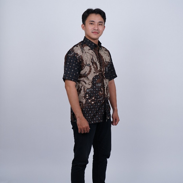 BATIK asli cirebon Kemeja Lengan Pendek Hem Batik Pria Motif Kombinasi SYP CKT BUL Cocok Untuk Serag