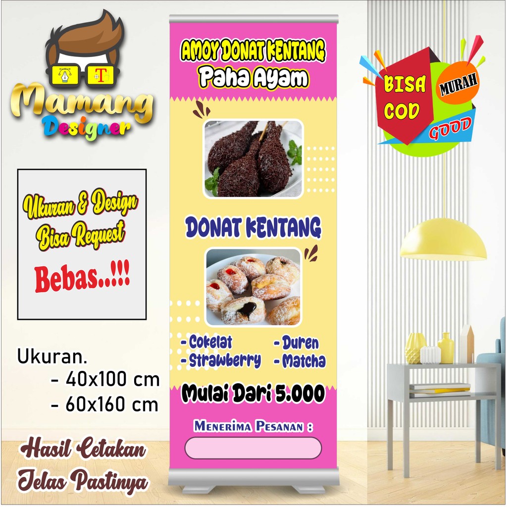 Spanduk Banner Donat dan Donat Paha Ayam Bagus