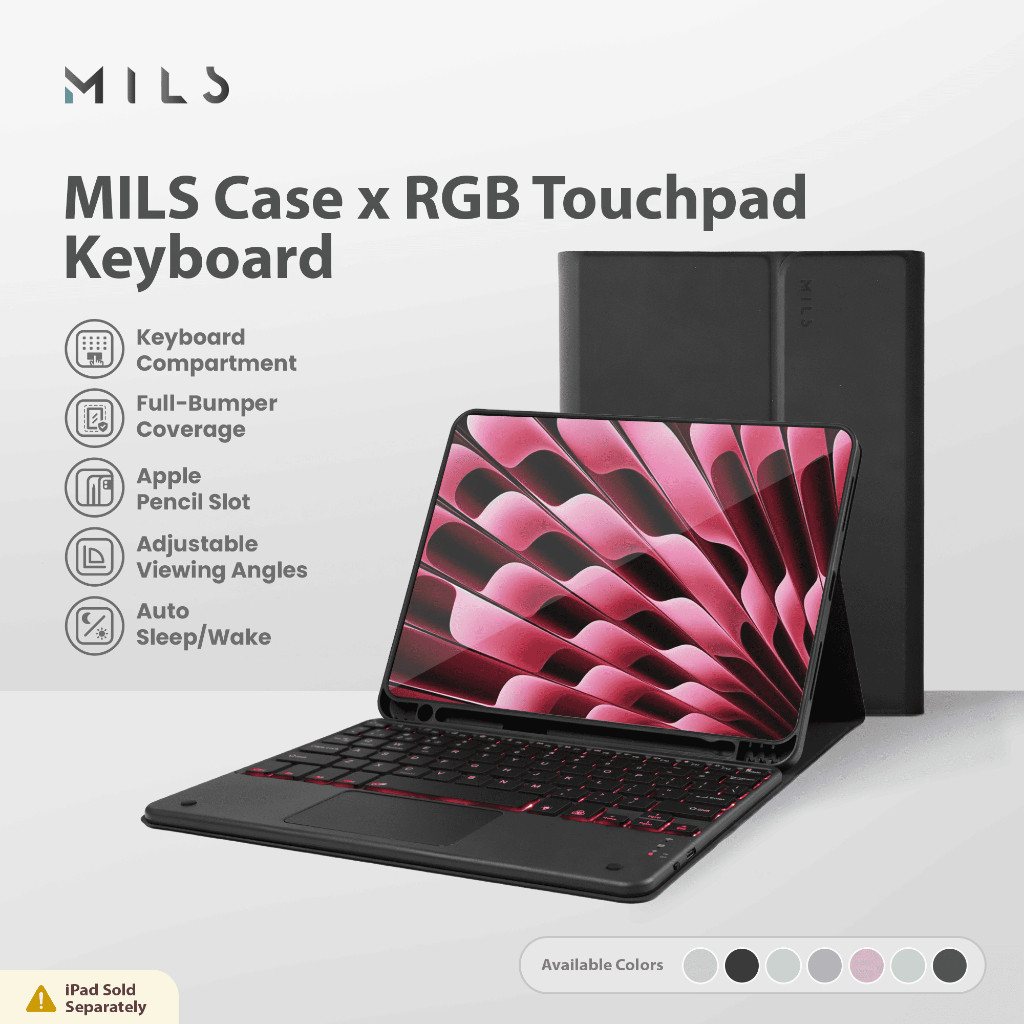 Zapfone Cellular Mils Technologies RGB Backlit Touchpad Keyboard Case for iPad 10.2 10.5 10.9 11 12.