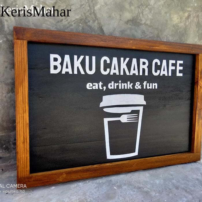 papan nama kayu/papan nama toko/papan nama (hand lettering-painting) KH5