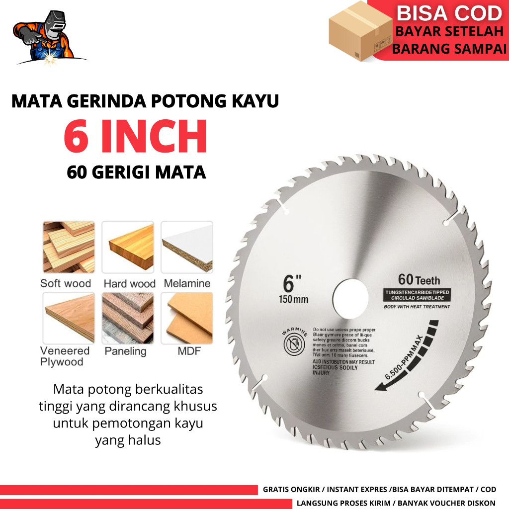 Mata Pisau Gerinda 6 Inch Mata Gergaji 60T Circular Saw Blade Mata Gerinda Potong kayu For Wood