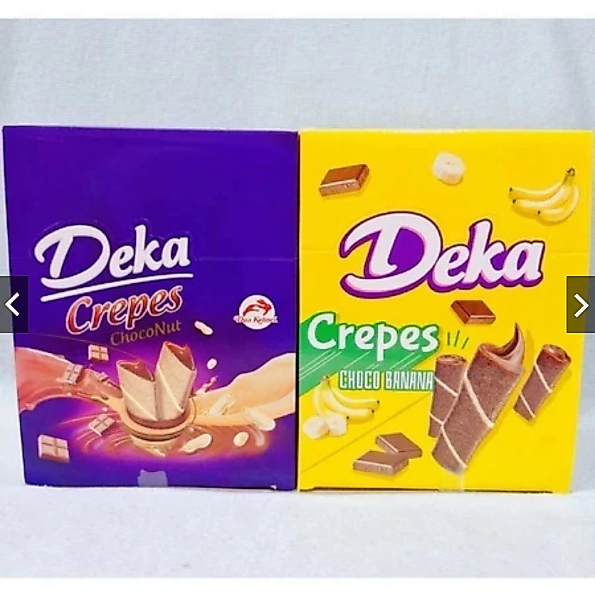 Deka Crepes Dua Kelinci Box isi 12 x 10gr Choconut Chocobanana Snack Cemilan Anak Murah