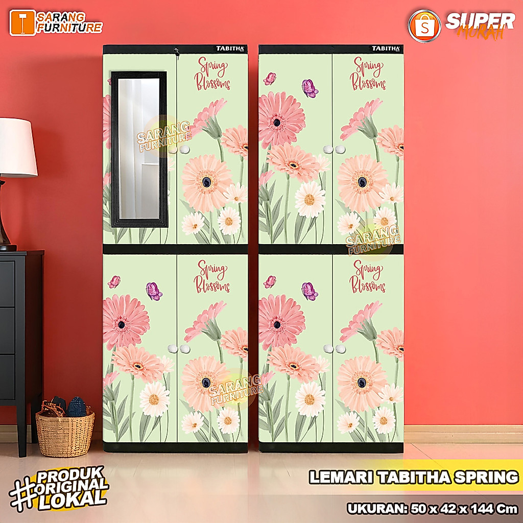 Lemari Pakaian Plastik Tabitha LS2P Spring Lemari Lemari 4 Susun Lemari Kaca Lemari Gantung