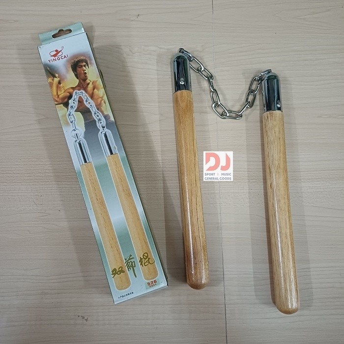 DOUBLE STICK NUNCHAKU KARET KAYU