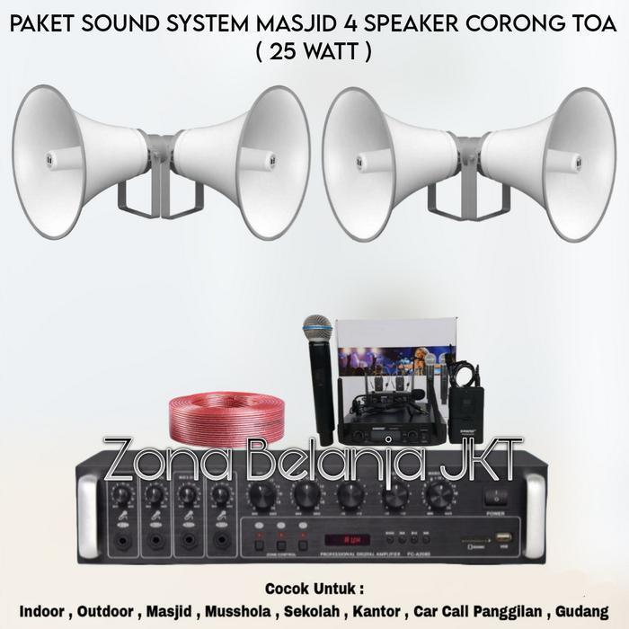 Paket Sound System Toa Masjid Mushola 4 Corong Toa 25 Watt ( SET 3 )