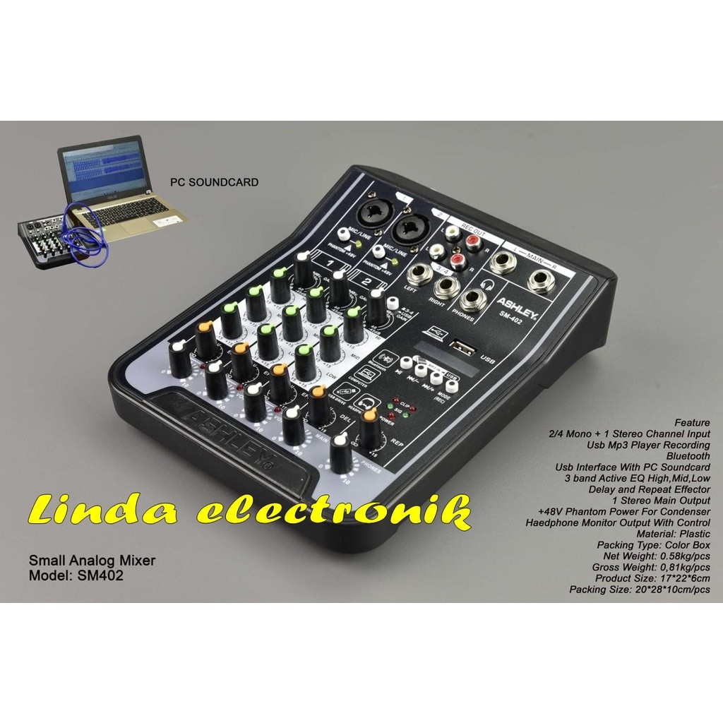 Mixer Ashley SM402 Ashley SM 402 4 Channel Original