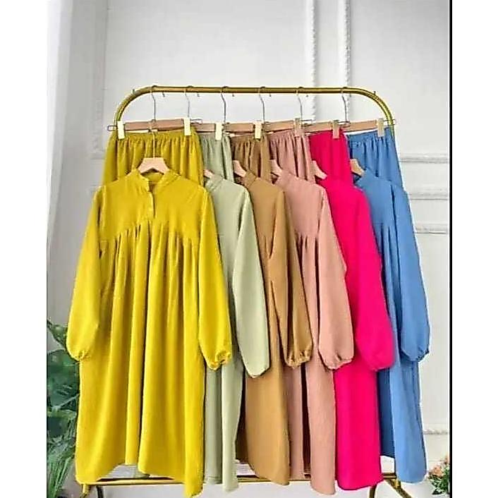 BIG PROMO SIZE JUMBO NIRA SETCEL LONG TUNIK + CELANA BAHAN CATOON PREMIUM / SETELAN WANITA TERBARU M