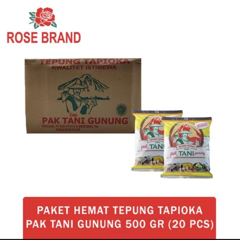 

TEPUNG TAPIOKA PAK TANI GUNUNG 1 DUS // 500GRAM // 20PCS