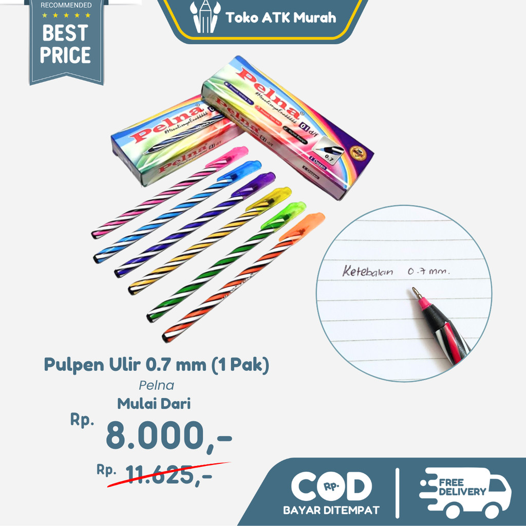 

Pulpen Bolpen Pen Ulir Tebal PELNA 01 Hitam Black (12 Pcs)