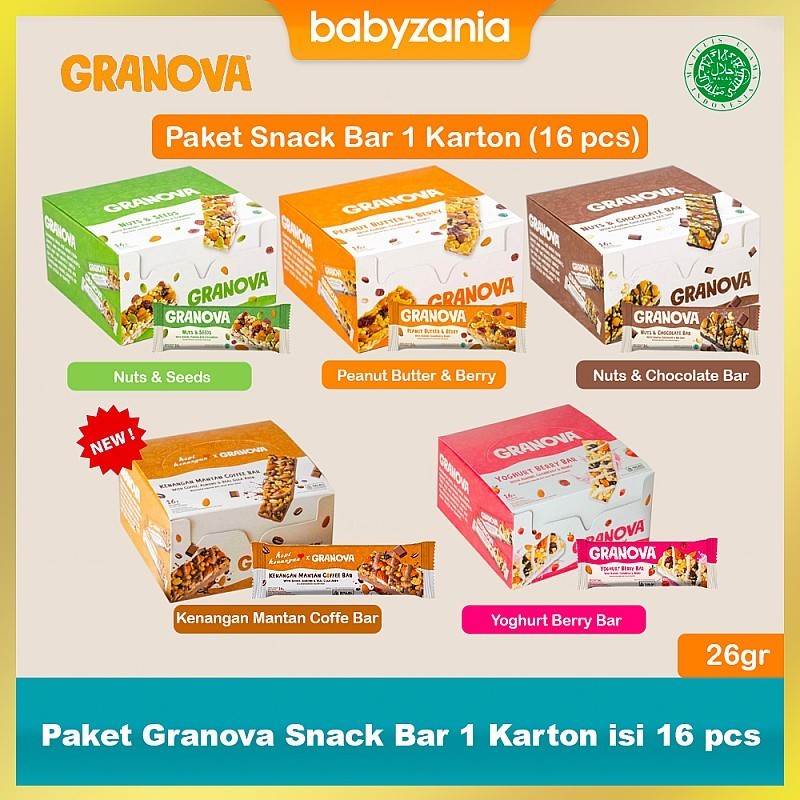 

Granola Bar by Granova Snackbar Sarapan 26 gr - 1 Karton Isi 16pcs