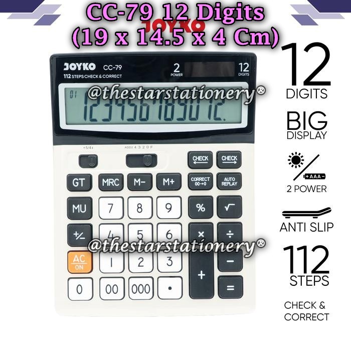 

(1 Biji) Kalkulator JOYKO CC-79 12 Digits Check & Correct JOYKO Calculator Kalkulator CC-79 (1 Biji)