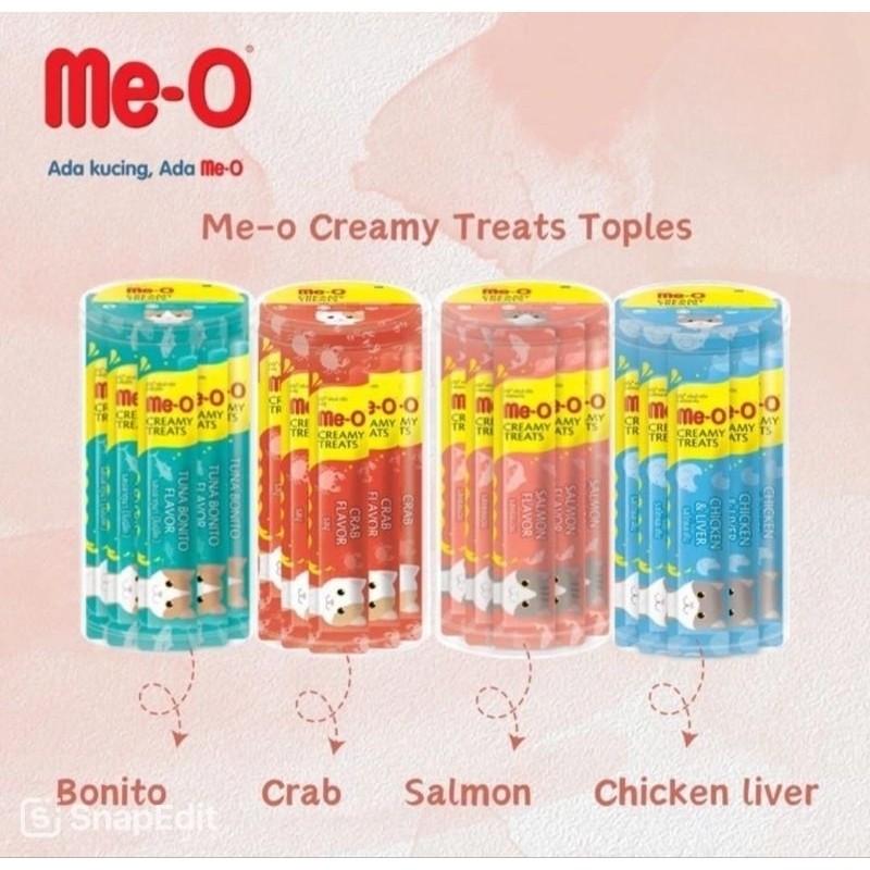 Me-O Creamy Treats 1 Toples (isi 36s) Meo Cat Snack Cemilan Kucing - 4 Rasa