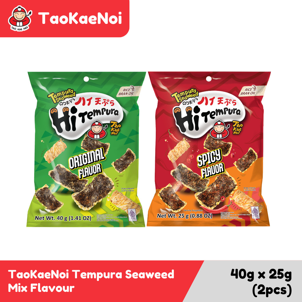

[VALUE PACK] Tao Kae Noi Tempura Seaweed Original Flavour 40 Gr + Tao Kae Noi Tempura Seaweed Spicy Flavour 25 gr