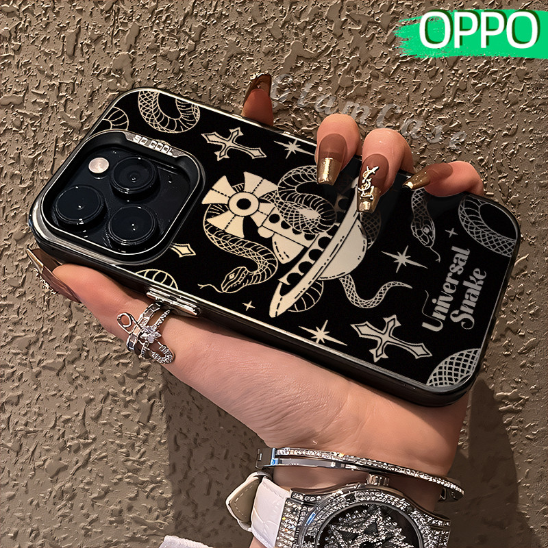 Keren Snake Glossy Hologram PC Case OPPO A18 A57 A16 A15 A17 A60 A3x A3s A5s A54 A53 A12 A31 A58 A1K