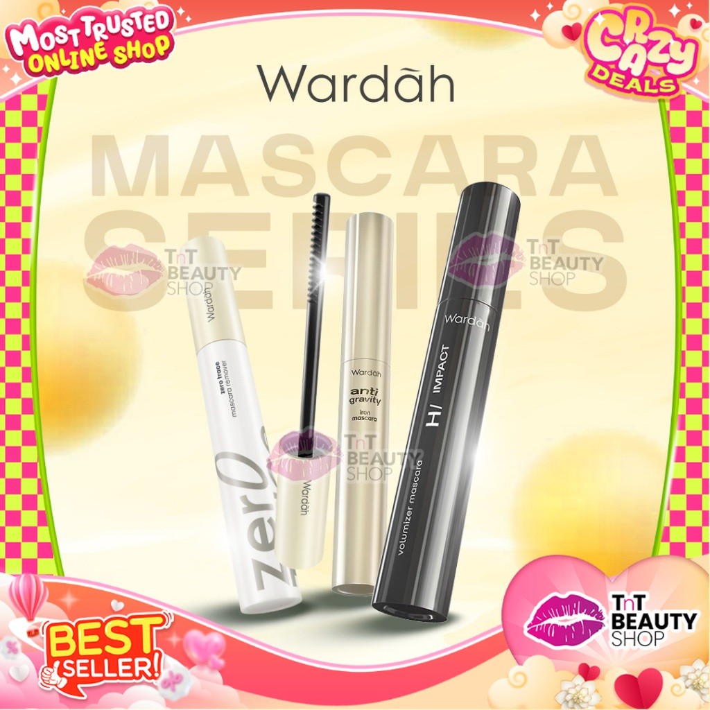 WARDAH Mascara Hi-Impact Volumizer Mascara Anti-Gravity Iron Mascara Wardah Zero Trace Mascara Remov
