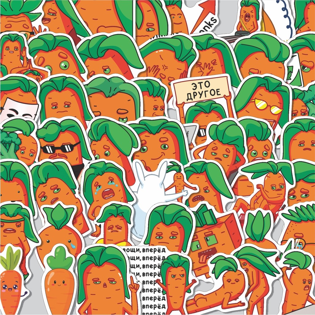 

Stiker Cutting Pack Stiker Carrots [Wortel] Isi 100Pcs Series Aesthetic Lucu Keren Untuk Koper Bahan Vynil