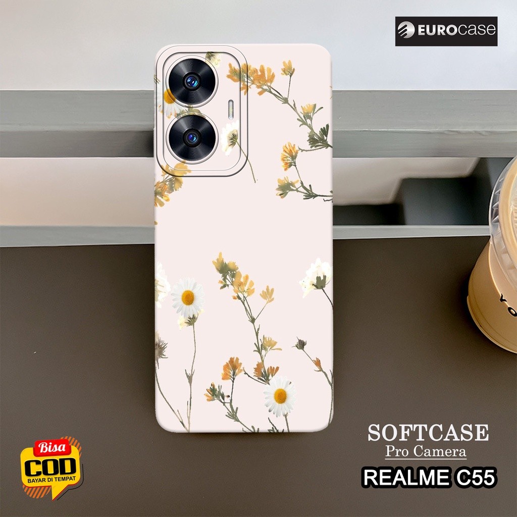Soft Case Hp Realme C55 2023 Terbaru - Fashion Case BUNGA - Casing Realme C55 Terbaru - Kesing Hp Re
