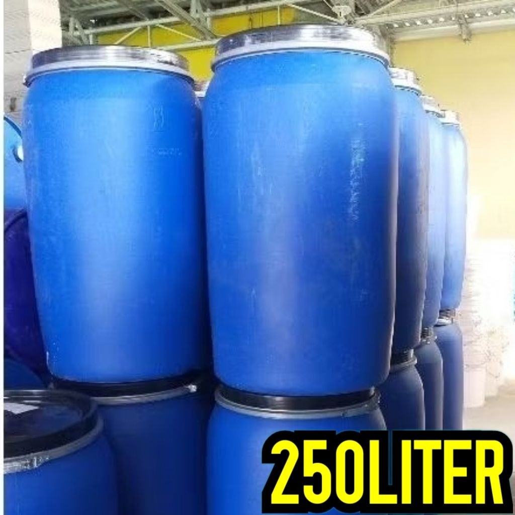 NEW drum plastik 250L. tong plastik  250liter . komplit tutup  dan klem .hdpe tahan banting tahan cu