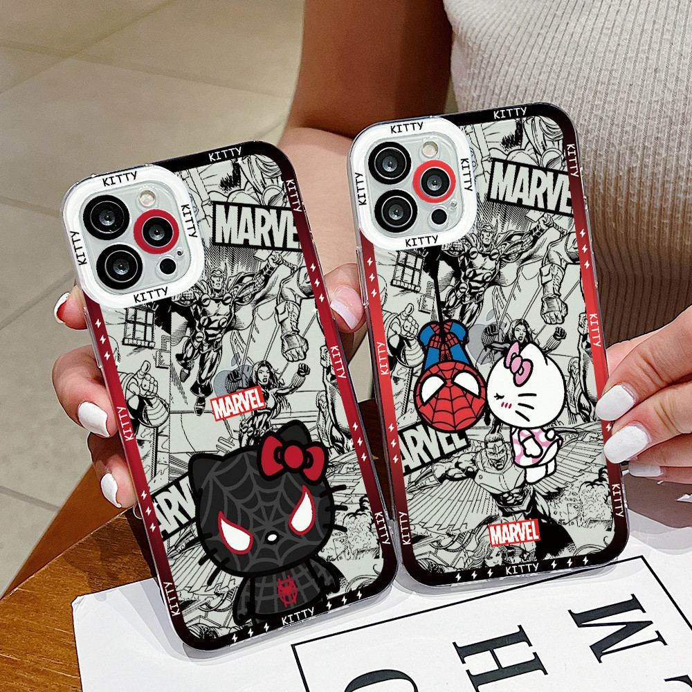 Hello Kitty Spider-Man Phone Case for Oppo A98 A96 A79 A78 A74 A60 A58 A57 A54 A53 A38 A17 A16 4G 5G