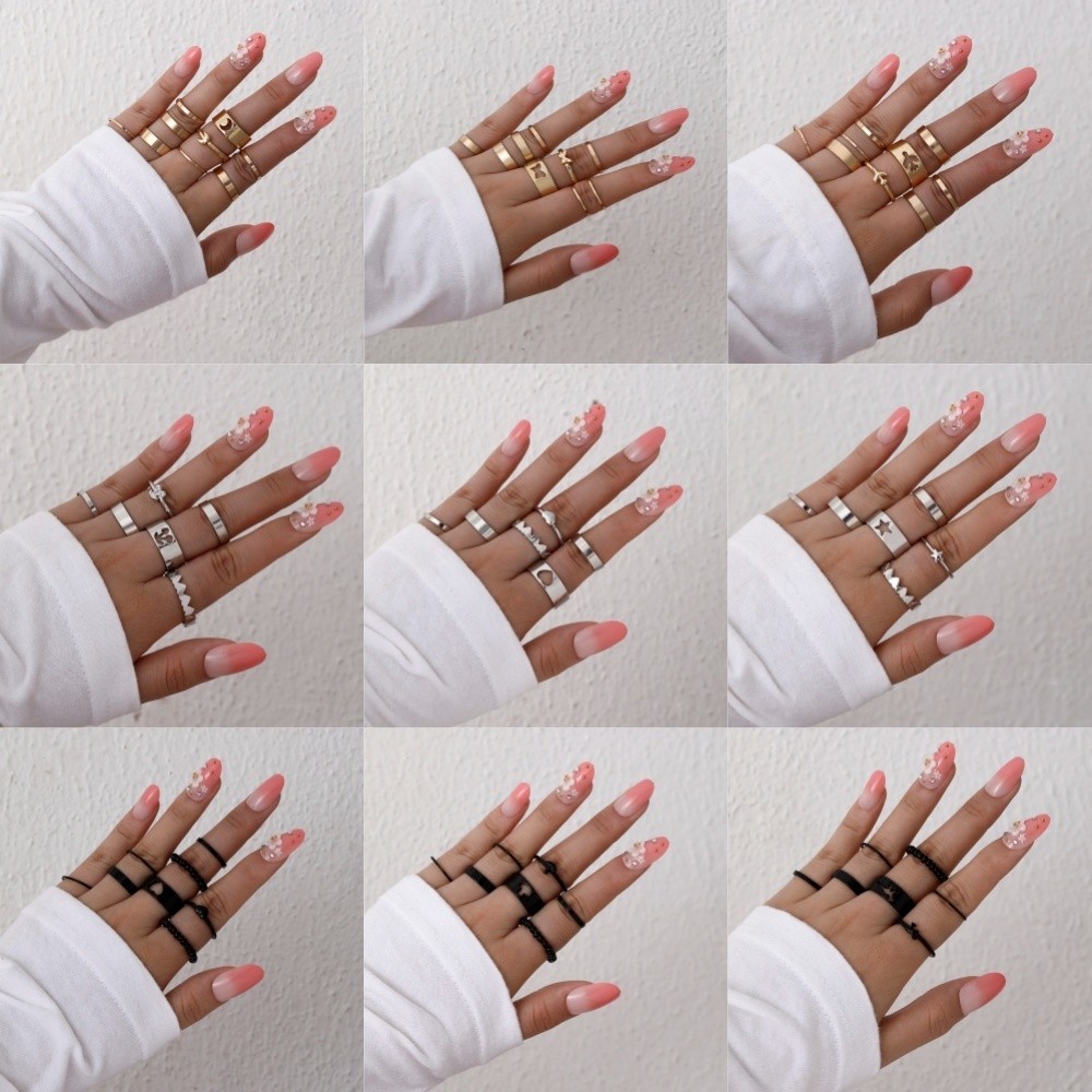 Cincin Emas, Set Cincin, Cincin Kupu-kupu, Cincin Matahari dan Bulan, Cincin Wanita.