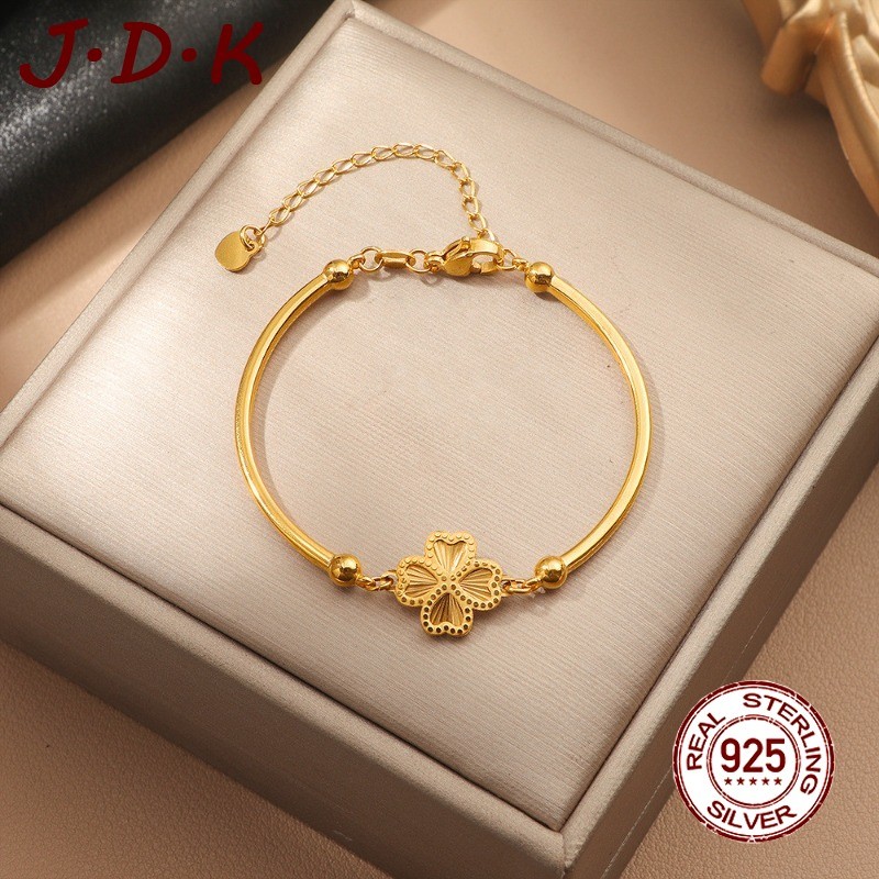 JDK Gelang Semanggi Empat Daun Emas 18K Untuk Wanita