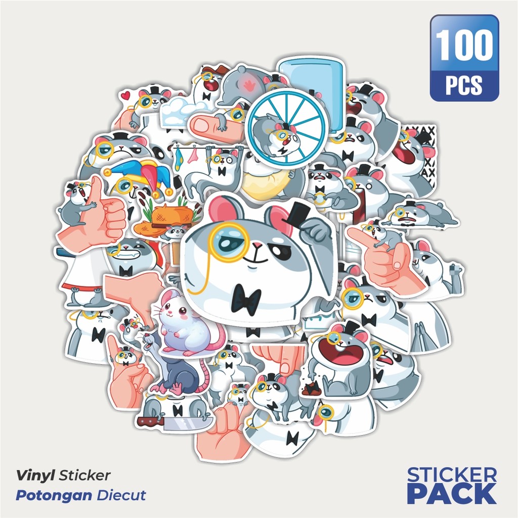 

Super Hemat! 100 PCS Stiker Tikus Homa Sapiens Waterproof Aesthetic- Untuk Laptop, Motor, dan Helm - Paper Stationery Pack