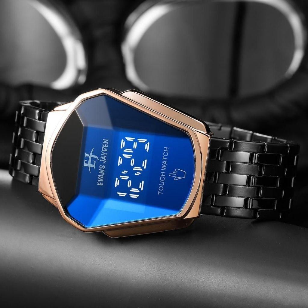 DISKON    Evans Jayden Jam Tangan Wanita dan Pria 9953 Rantai Stainless Steel Digital Touch Screen S