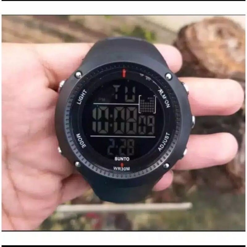 COD Jam Tangan Pria Sunto Outlander Digital Full black Strab Rubber - Harga Grosir