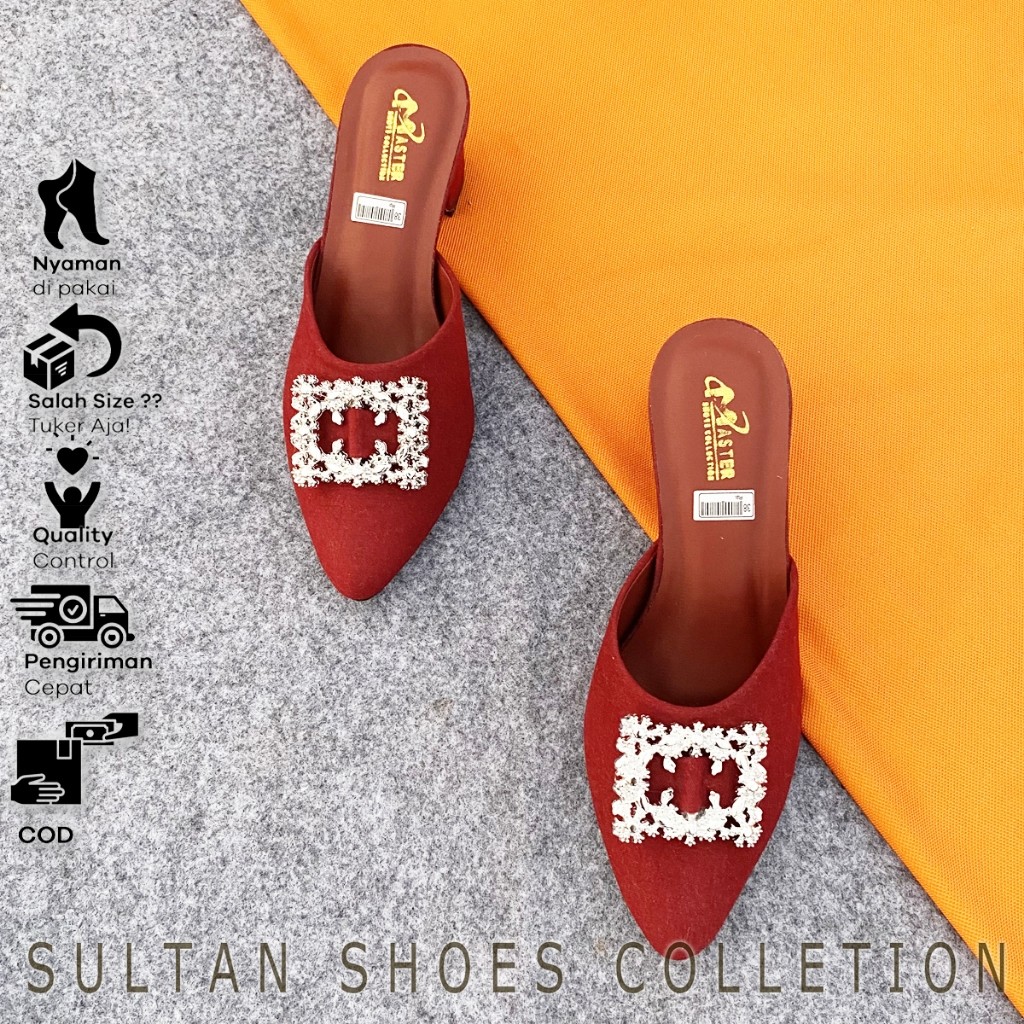 FENOMENA -Sepatu / Sandal Wedges Selop Hils Wanita Dewasa Hak Tahu Tinggi 5 Cm Kondangan Graduation 