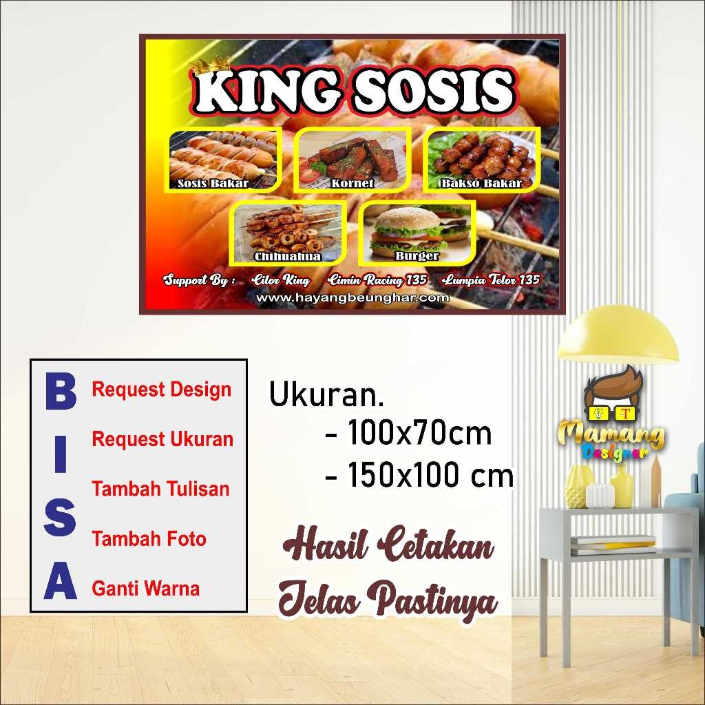 Cetak Banner Spanduk Sosis Bakar atau Aneka Bakaran Tebal