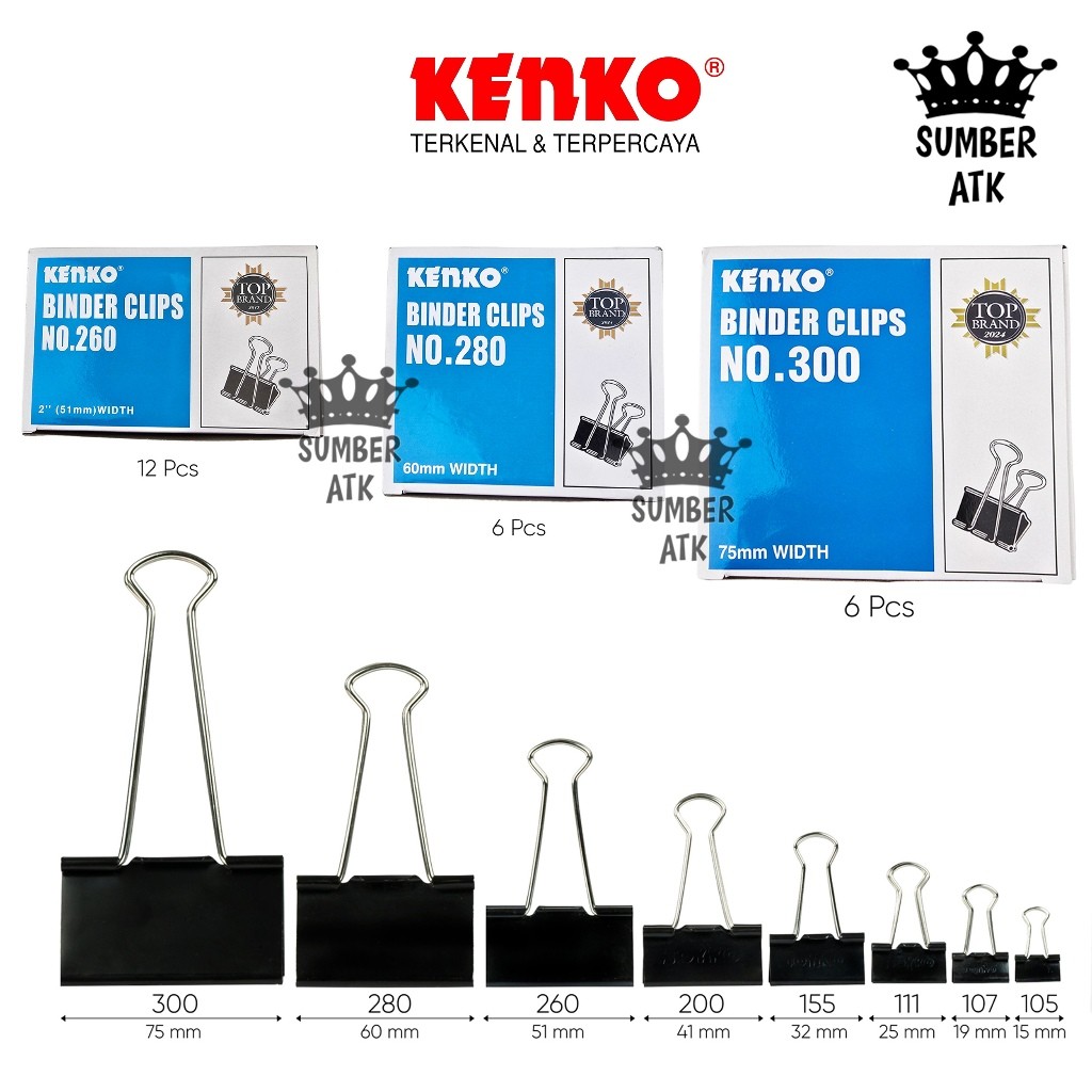 

TERLARIS KENKO BINDER CLIP / PENJEPIT KERTAS / KLIP BINDER No.260 No.280 No.300 No.320