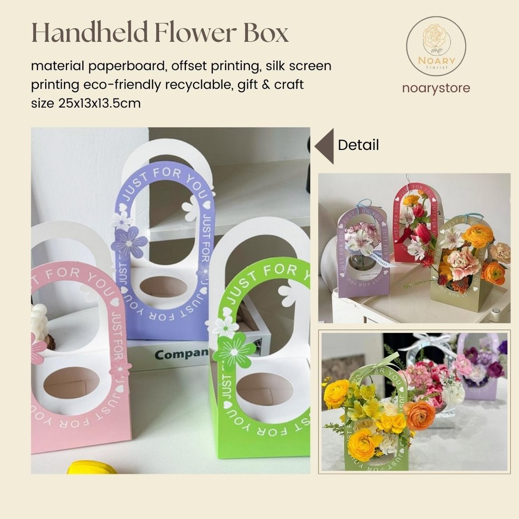 

HANDHELD FLOWER BOX / KERANJANG BUKET BUNGA / AKSESORIS BUKET / FLORIST BAG SUPPLY / FLOWER BASKET / PLASTIC BAG