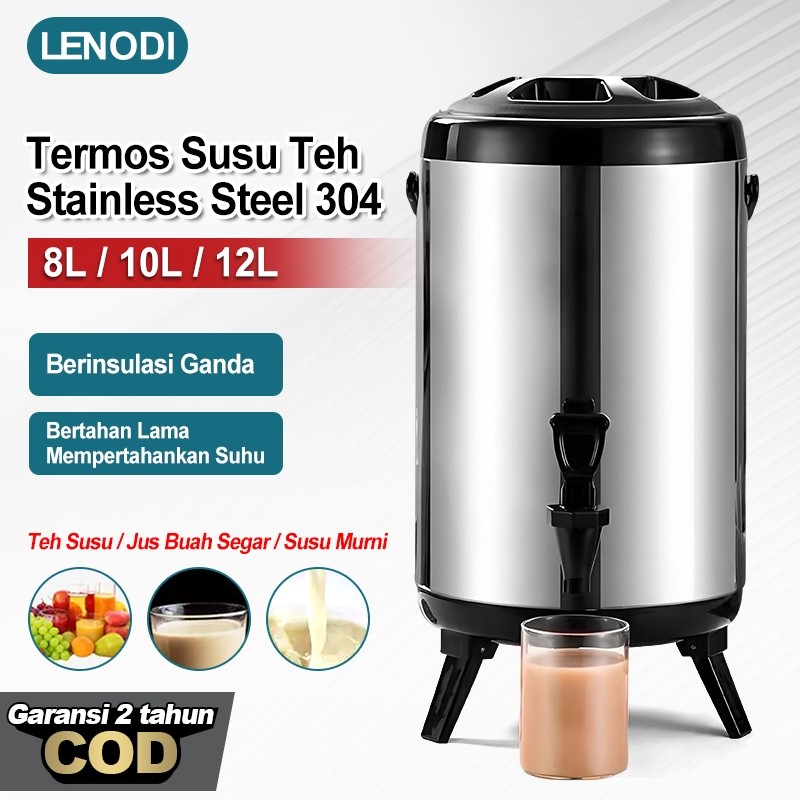 ZENITSTORE Lenodi/ Steel SUS304 8L/10L/12L Termos Milk Tea Bucket Jumbo /Termos Air Milk Tea 8 10 12