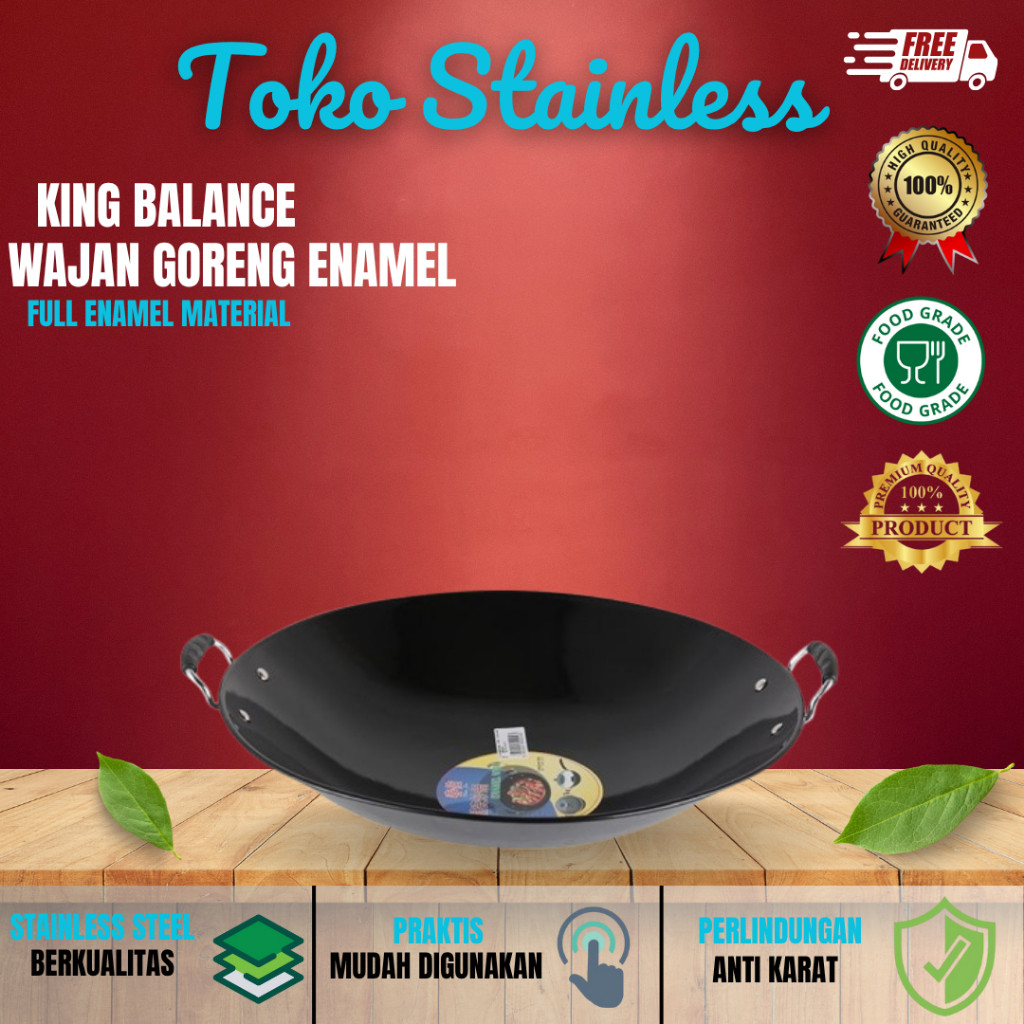 Wajan Besi Enamel Wajan Penggorengan Wajan Tebal Wajan Anti-Lengket
