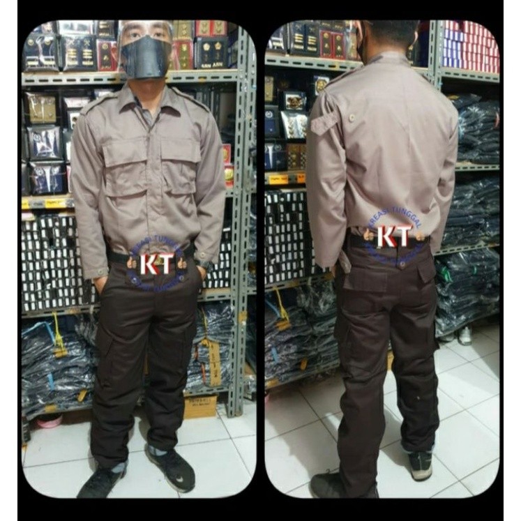 baju satpam PDL terbaru/seragam + bordiran satpam/security coklat