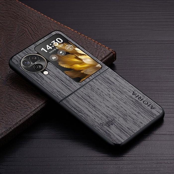 OPPO FIND N3 FLIP / OPPO FIND N3 CASE AIORIA WOOD CROSS PATERN - GREY, FIND N3 FLIP