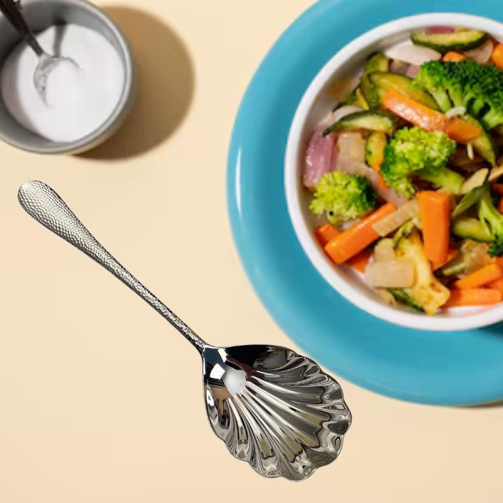 Buffet Banquet Serving Spoon Shell Shape Stainless Steel Dinner Spoon for Home and Commercial Celebr