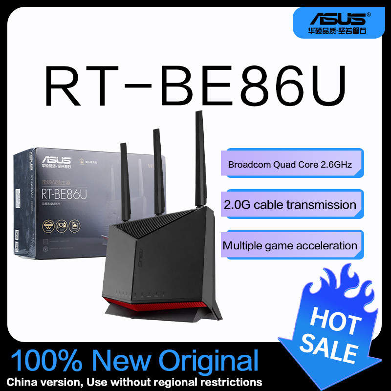 Asus Wireless Wifi 7 Dual Band Gigabit Router, RT-BE86U, 802.11be, 6800 Mbit/s, Ethernet LAN (RJ-45)