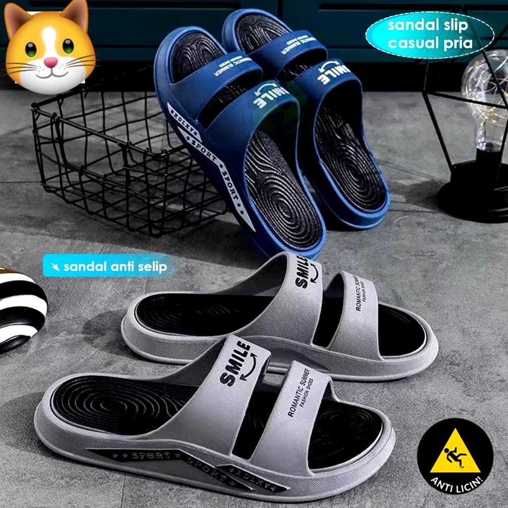 

Sandal SMILE Karet Pria Slip On Sandal Pria Model Kekinian Sandal Jepit Pria Kekinian Sendal SlipOn